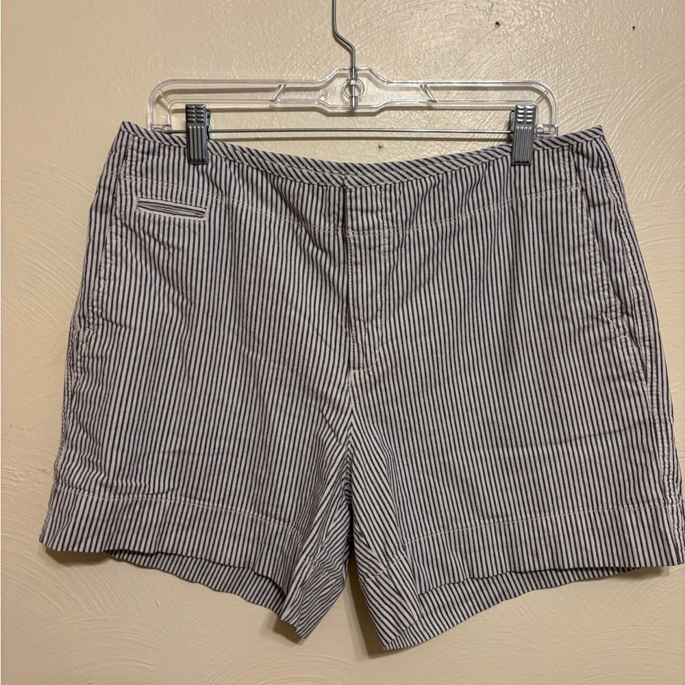 Dockers Women's High Waist Striped Shorts - Black and White